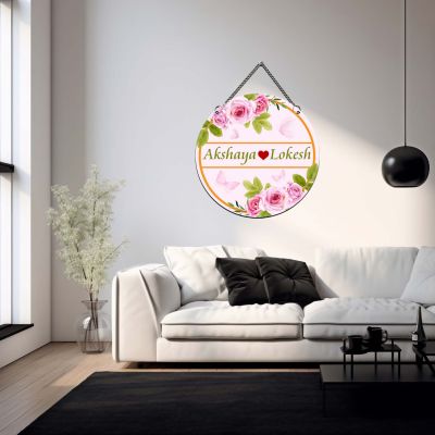 Personalized Couple Name Plate Decorative Rose Art for Bedroom & Living Room & Home Entrance  Couple Door Name Plate Gift For Birthday & Anniversary